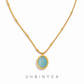 Sapphire Pendant Necklace Women's Stainless Steel Romantic Jewelry Summer