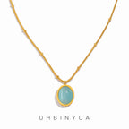 Sapphire Pendant Necklace Women's Stainless Steel Romantic Jewelry Summer