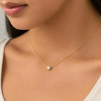 Minimalist Solitaire Zircon Choker Necklace 18K Gold Plated Stainless Steel