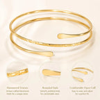 Women's Minimalist Adjustable Open Upper Arm Cuff Bracelet Stainless Steel