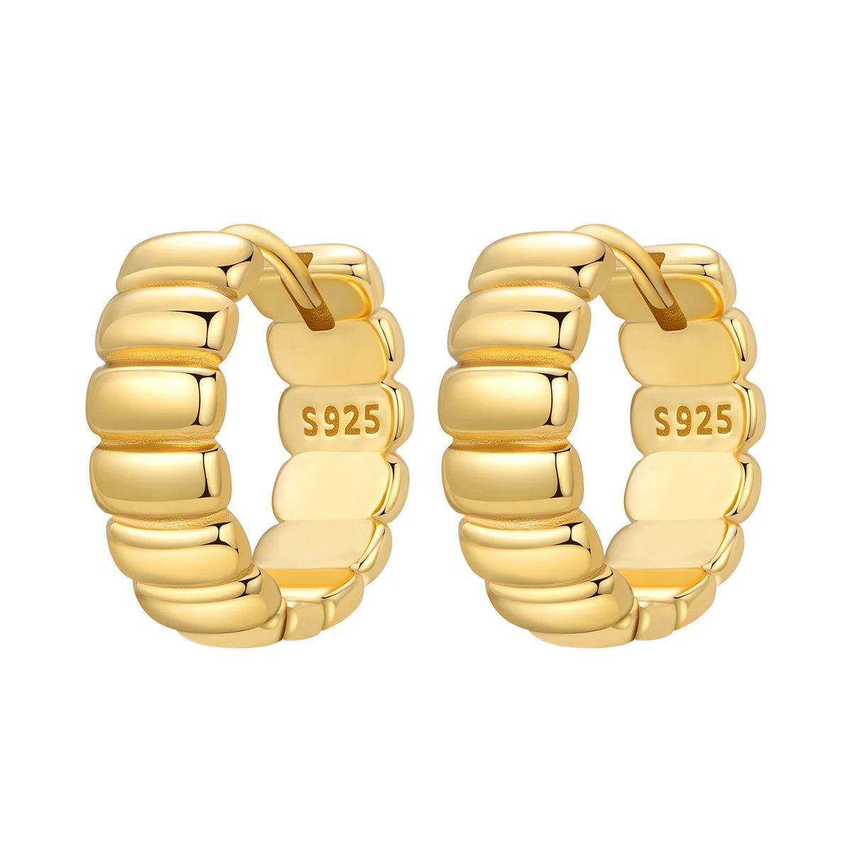 S925 Sterling Silver 18k Gold Modern Square Hoop Earrings