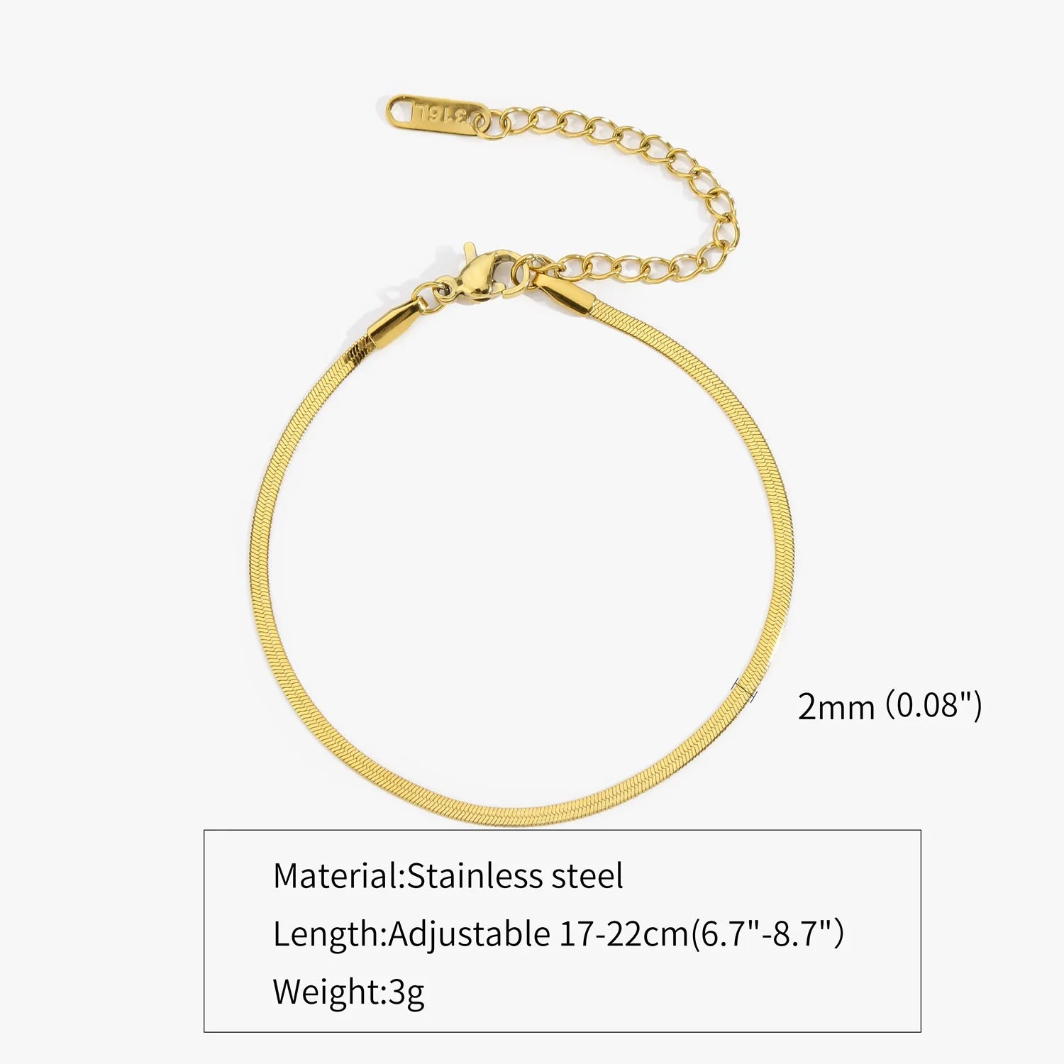 Stainless Steel Snake Chain Bracelet Unisex Hip Hop Jewelry