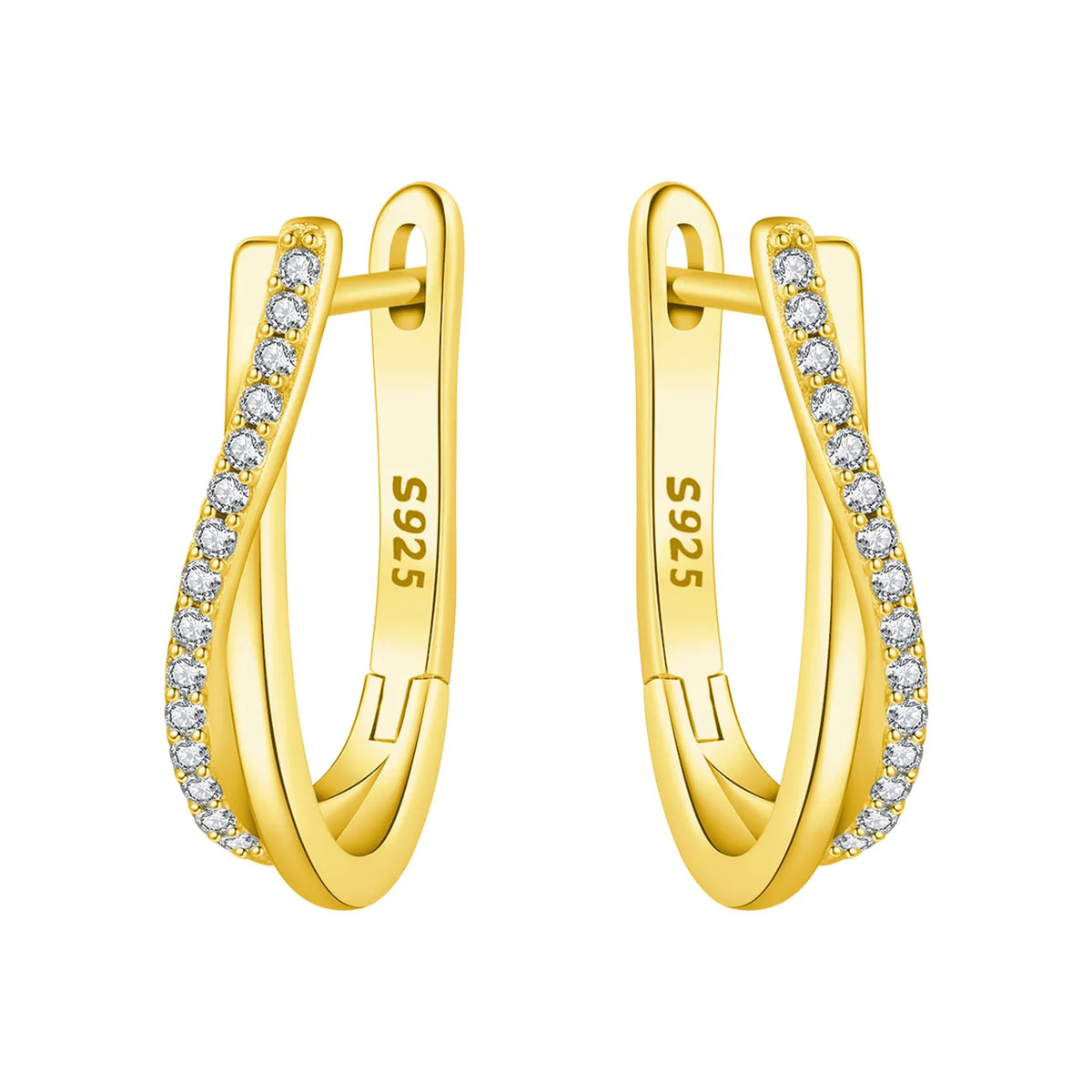 S925 Sterling Silver 18k Gold Modern Square Hoop Earrings