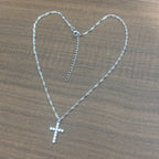18k Gold Plated Stainless Steel Cross Necklace with Zirconia Pendant