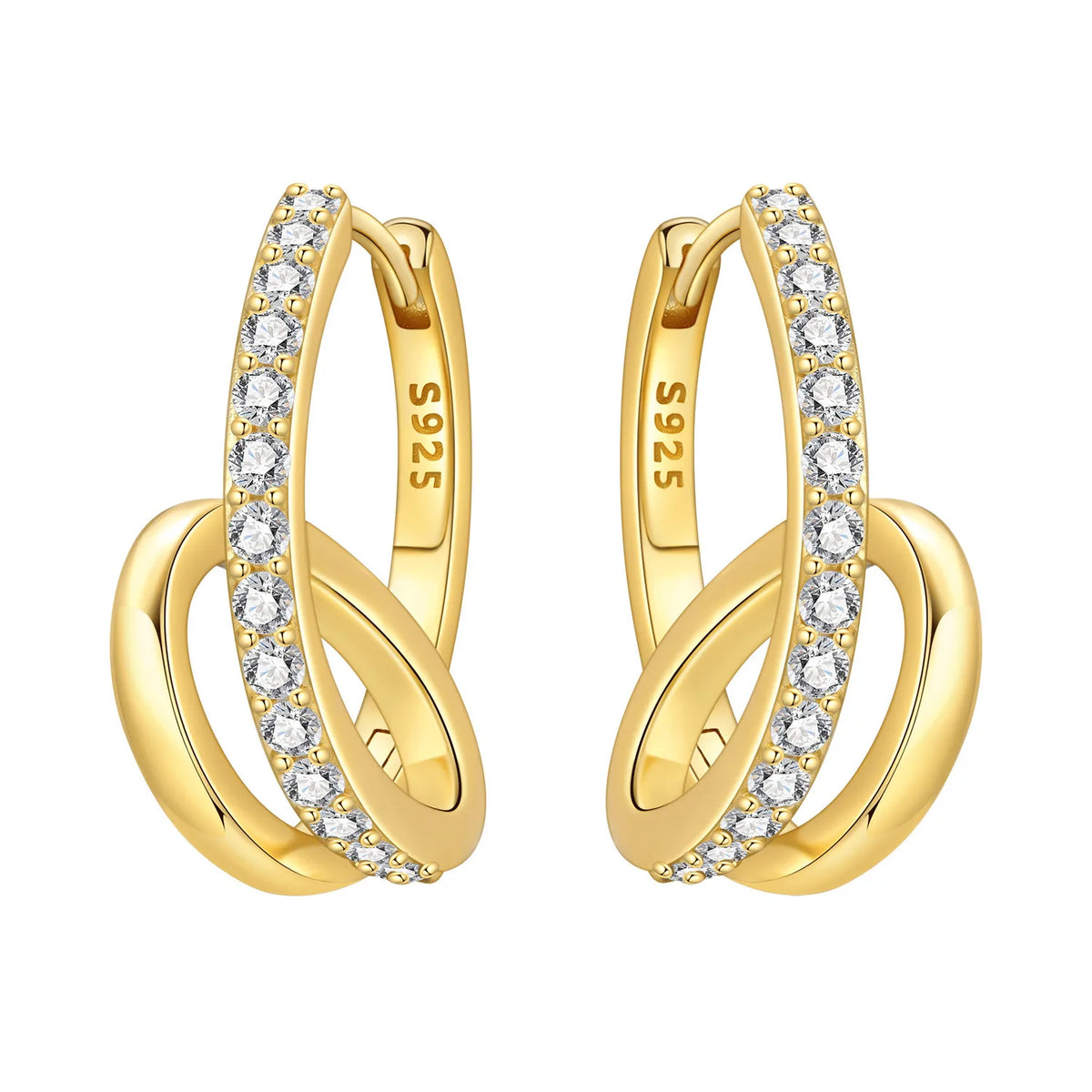S925 Sterling Silver 18k Gold Modern Square Hoop Earrings