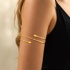 Women's Minimalist Adjustable Open Upper Arm Cuff Bracelet Stainless Steel