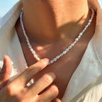Simple Imitation Pearl Beaded Choker Necklace and Bracelet