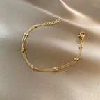 Women's Double Layer Small Round Bead Alloy Chain Bracelet