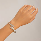 Women's Chunky Irregular Metal Open Cuff Bracelet and Ring