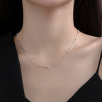 Minimalist Stainless Steel Choker Necklace with Bead Wrapped Chain