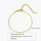 Stainless Steel Snake Chain Bracelet Ultra-fine Women's Minimalist Gold Silver