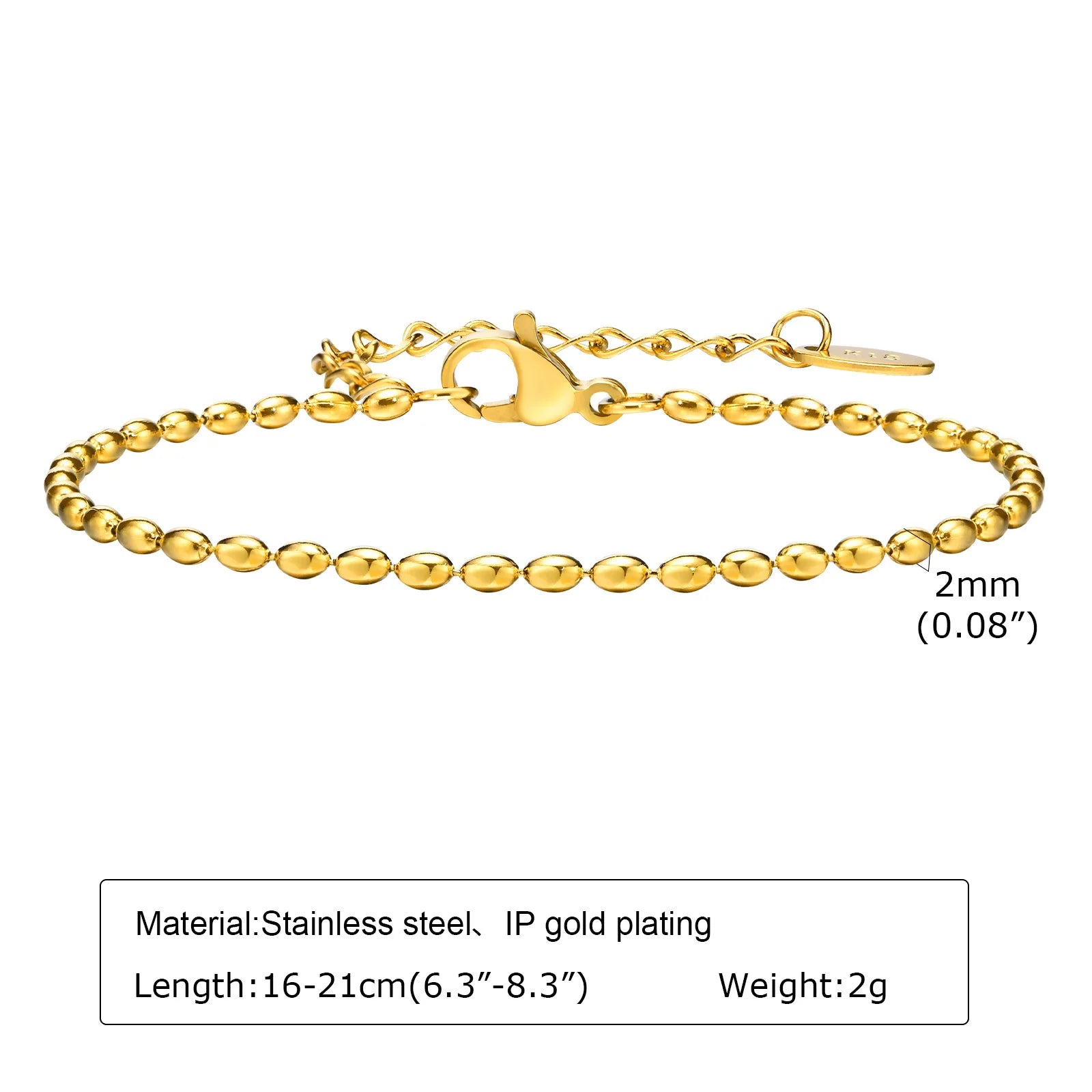 Women's Stainless Steel 18K Gold Plated Thin Link Chain Bracelet