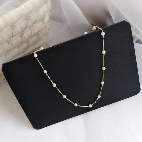 Beaded Love Imitation Pearl Necklace Gothic Style Versatile Jewelry