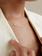 Gold Plated Initial Letter Pendant Necklace Dainty Sideways Choker