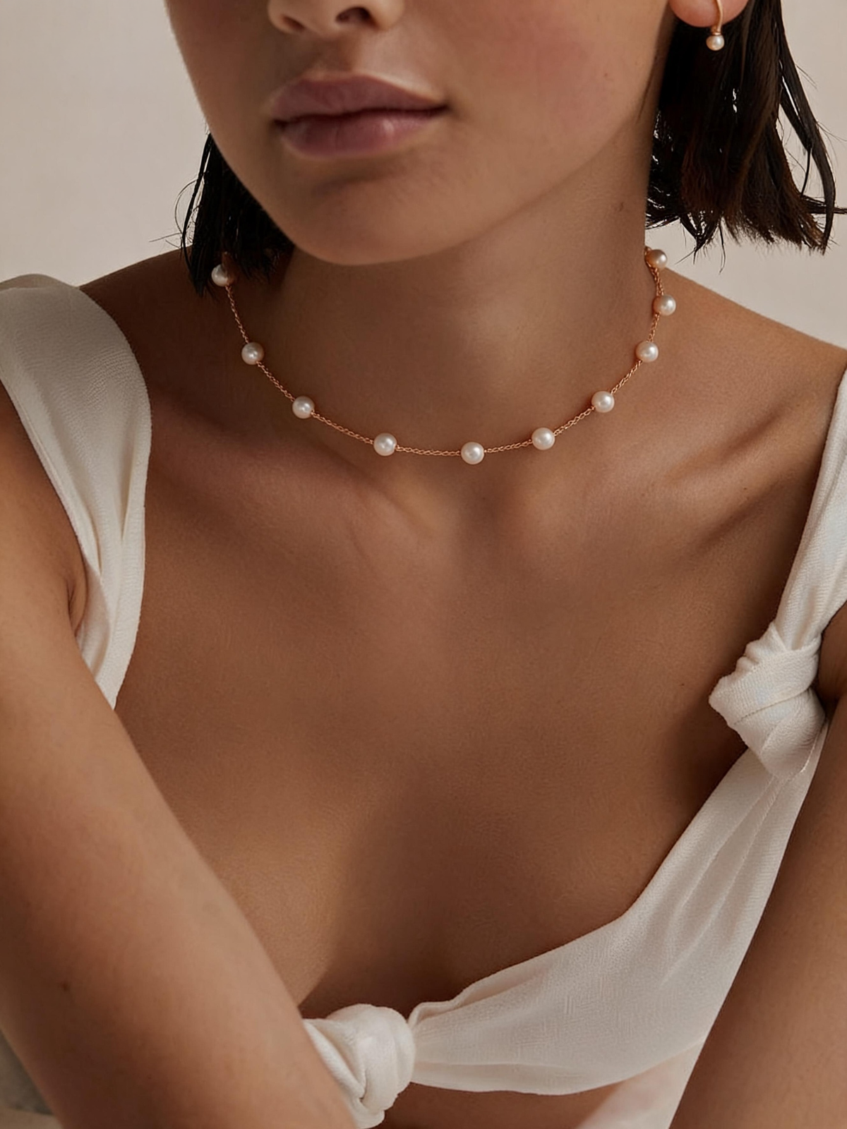 Beaded Love Imitation Pearl Necklace Gothic Style Versatile Jewelry