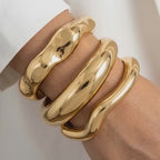 Vintage Hip Hop Cuff Bangle Set 3 Pcs Twisted Wavy Geometric